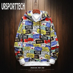 Толстовка мужская, демисезонная, оверсайз, с буквенным 3D-принтом, в стиле хип-хоп, в стиле Харадзюку