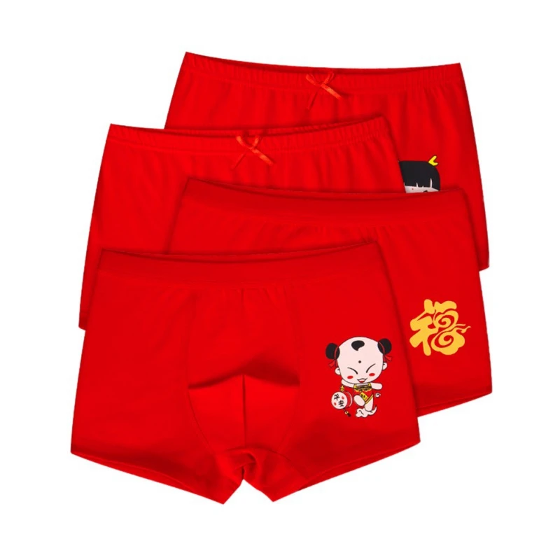 Новинка Детские красные хлопковые трусы с рисунком Трусы боксеры Шорты для