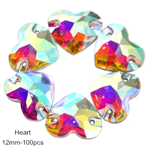 12mm-100pcs Смола Кристалл AB смолы Круглые пришивные стразы с плоским основанием пришивные стразы для одежды B3649 - Цвет: 12mm-100pcs