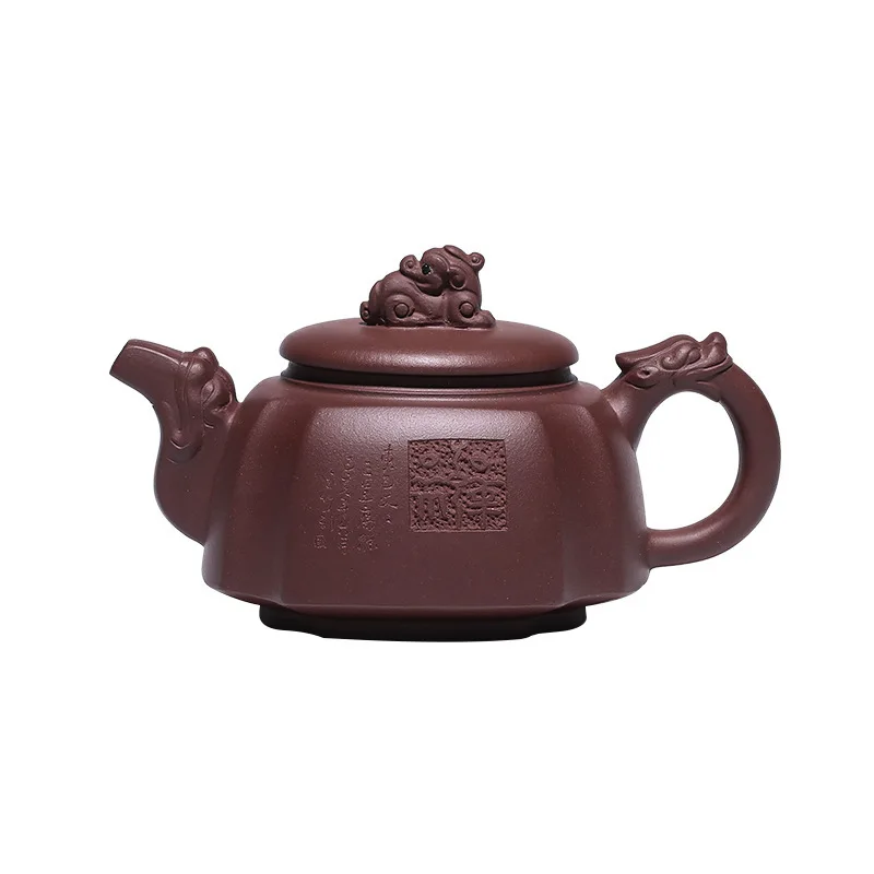 

Yixing Dark-red Enameled Pottery Teapot Pure Manual Raw Ore Purple Ink For Imprinting Of Seals Three Stars Gao Zhao Faucet Loong