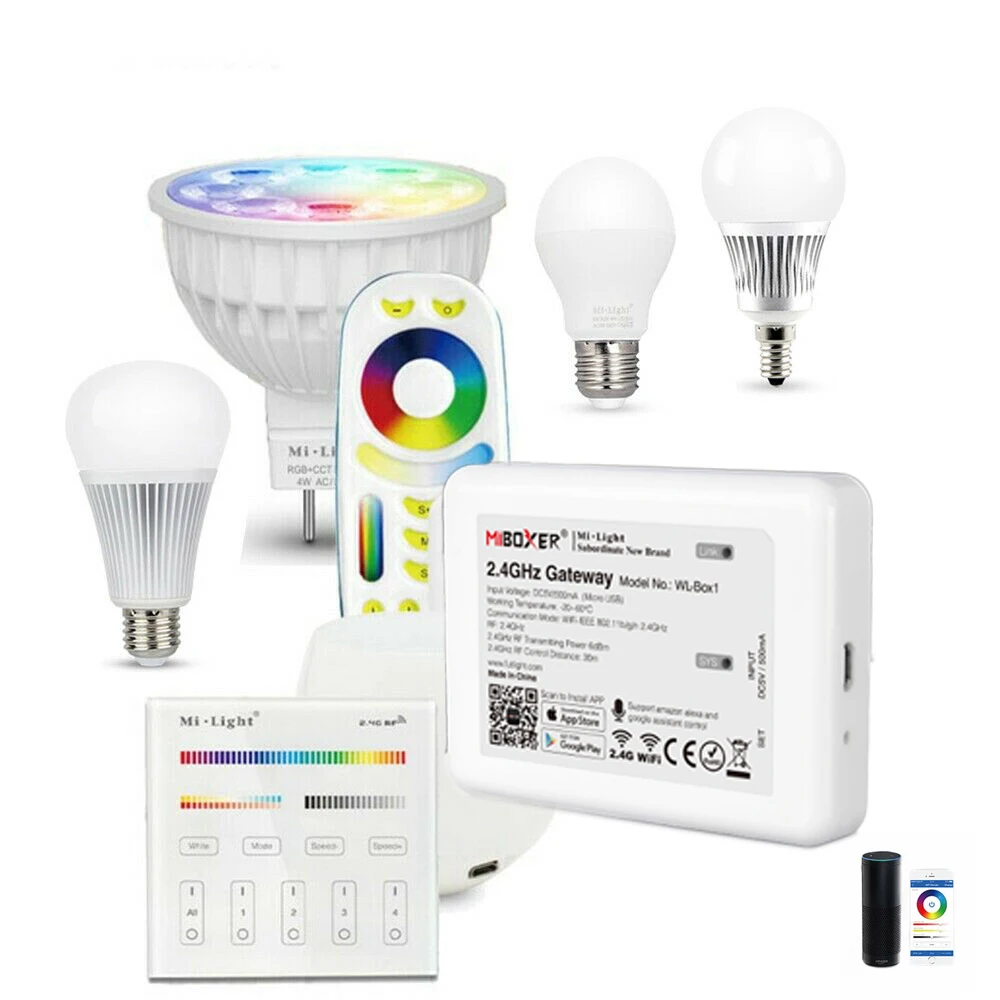 Светодиодные лампы Milight E27 GU10 MR16 E14 RGB + CCT с регулируемой яркостью умные