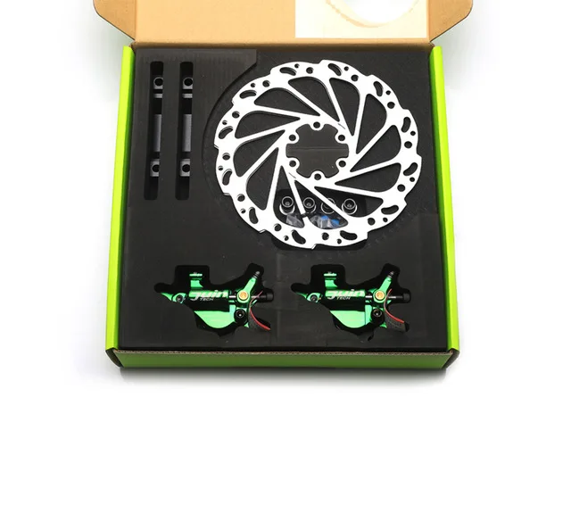 Green Juin Tech R1 велосипедный дисковый тормозной суппорт MTB линия тяга Гидравлический Тормозной набор XC дорожный горный велосипед роторы 160 мм передний задний диско - Цвет: Green