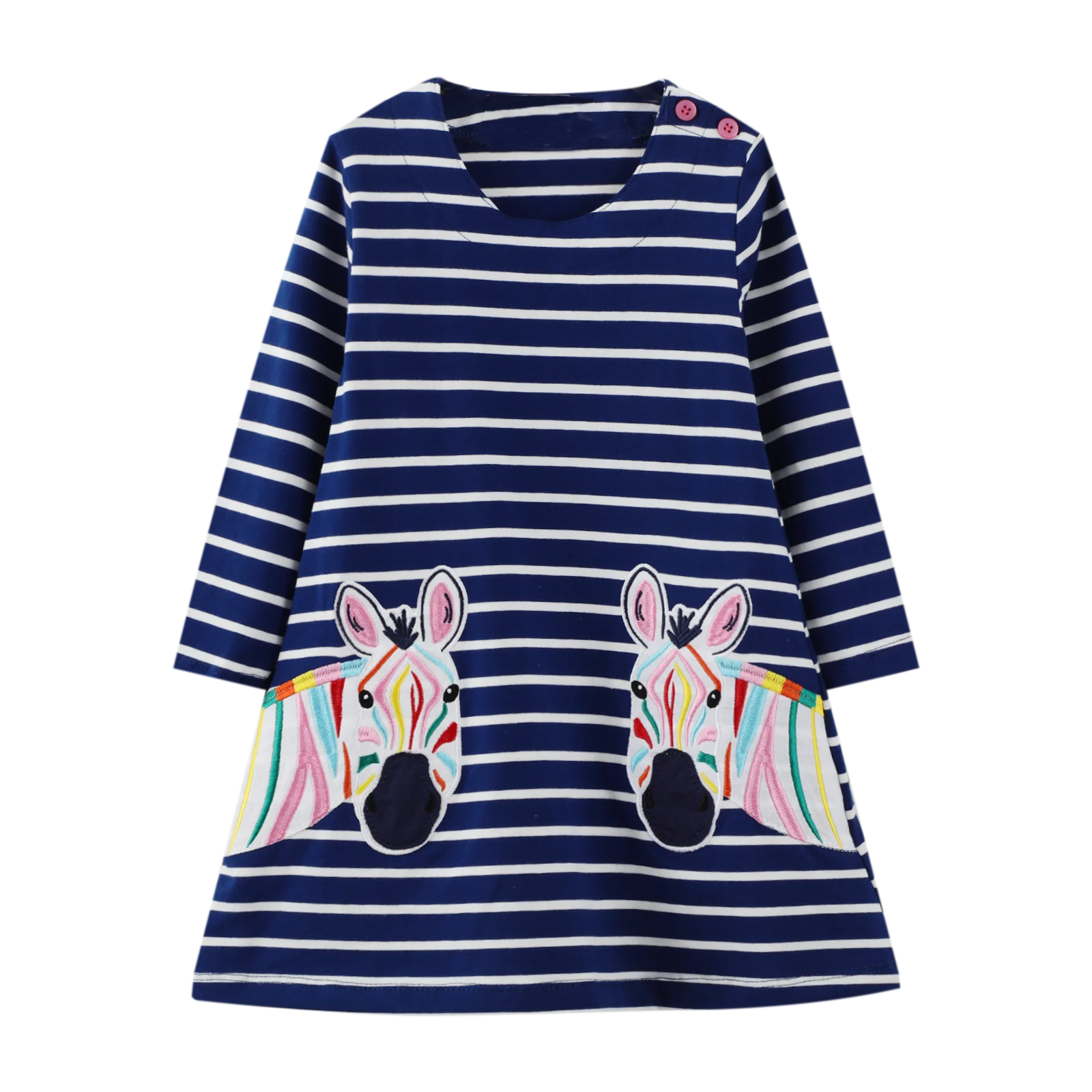 Детское осенне-зимнее платье с аппликацией в виде единорога | Детская одежда и