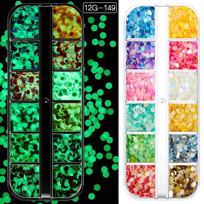 

3D Holography DIY Mixed Glitter Sequin Glow in the Dark with Moon Heart Flower Shapes for Nail Art Manicure Decoration