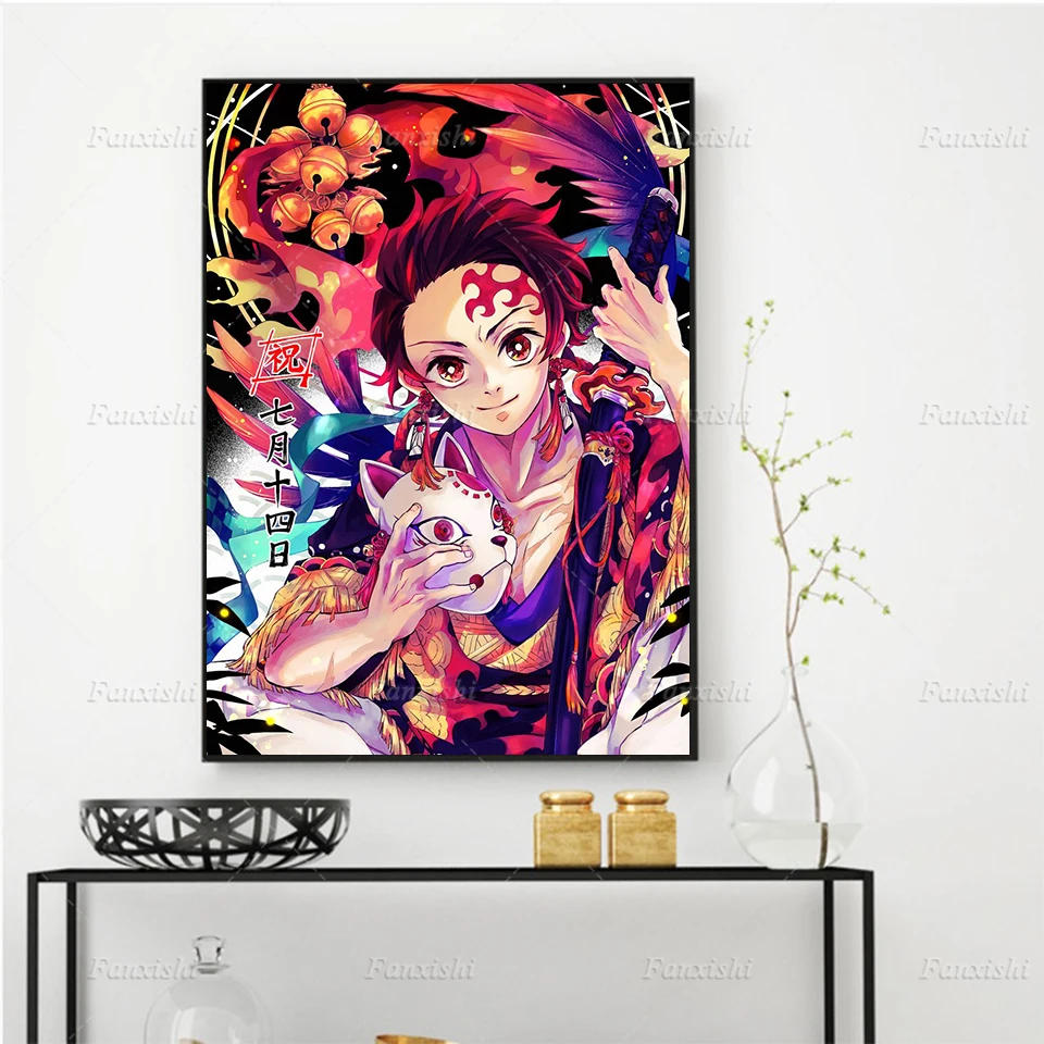 

Anime Poster Demon Slayer Modern Wall Art Prints Canvas Painting Cartoon Hd Modular Picture Boy's Living Room Home Decor Cuadros