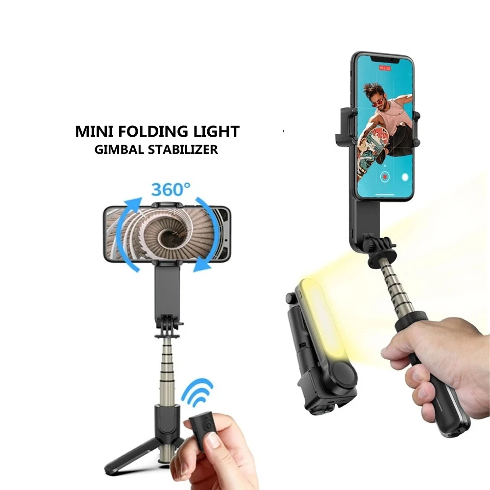 

Wireless Bluetooth Handheld Gimbal Stabilizer Mobile Phone Selfie Stick tripod with fill light shutter for IOS Android