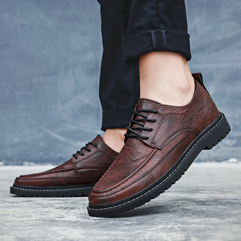 

Men's Quality Leather Shoes British Business Lace Up Fashion Black Soft Leather Man Split Leather Dress Shoes Men