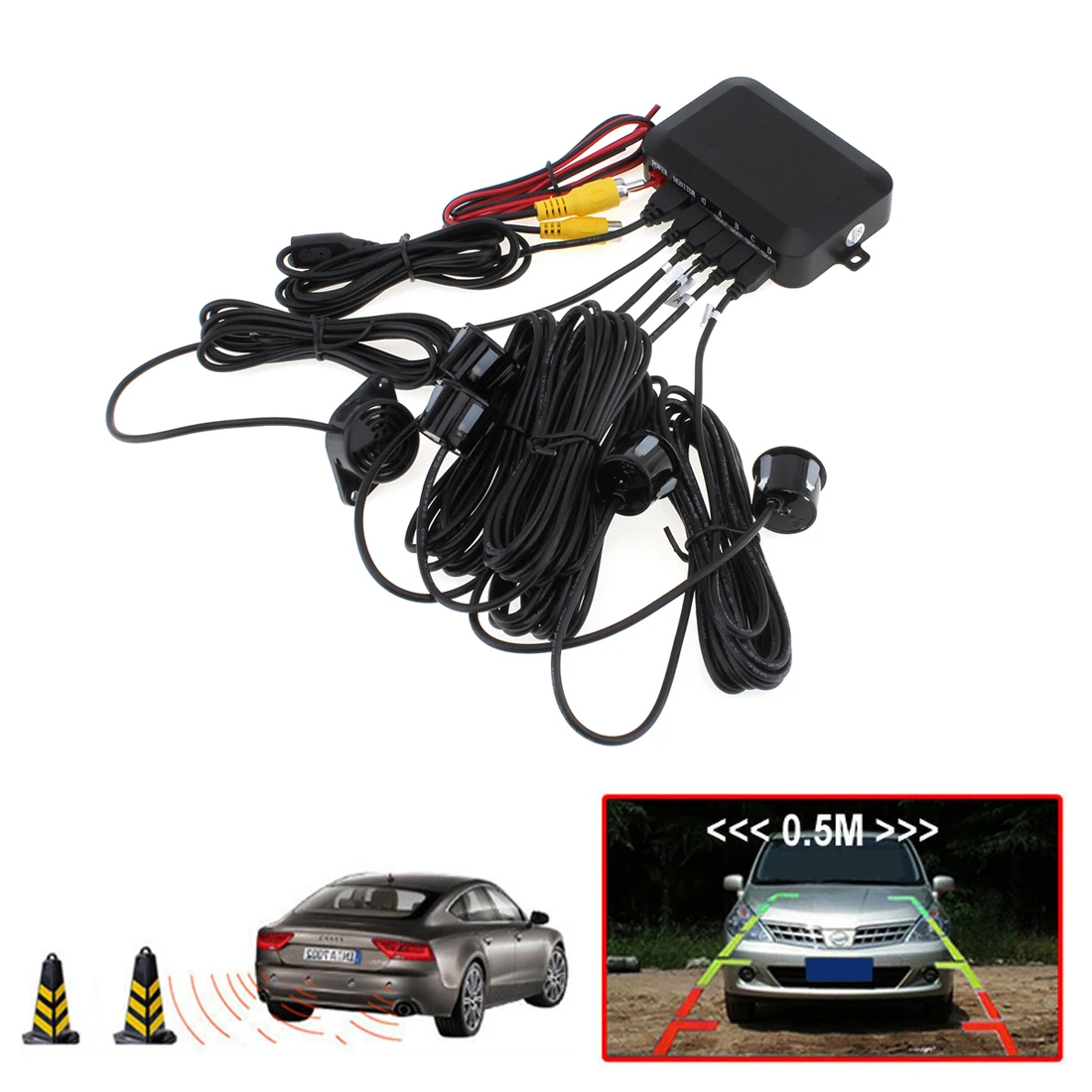 

Dual Core CPU Car Video Parking Sensor 4 Reverse Backup Radar Assistance Auto Parking Monitor Digital Display and Step-up Alarm