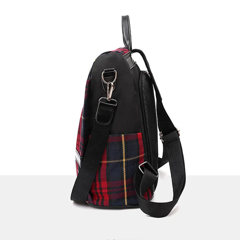 Женский красный клетчатый рюкзак кошелек Холщовый повседневный с защитой от