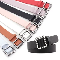 women pearl buckle leather new design high quality pu waist belt female ladies girls party jeans dress decoration waistband z20