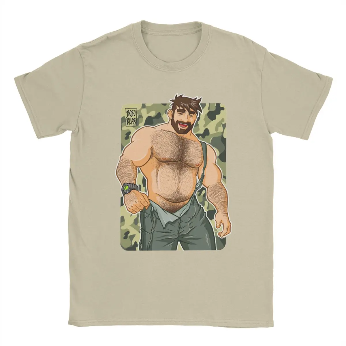 Комбинезон мужской с изображением медведя из хлопка коротким рукавом - купить по