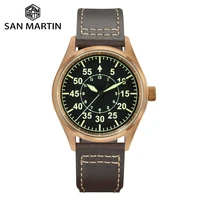san martin bronze pilot military yn55 retro men automatic mechanical watch luxury luminous sapphire 20 bar waterproof sn0030q 2