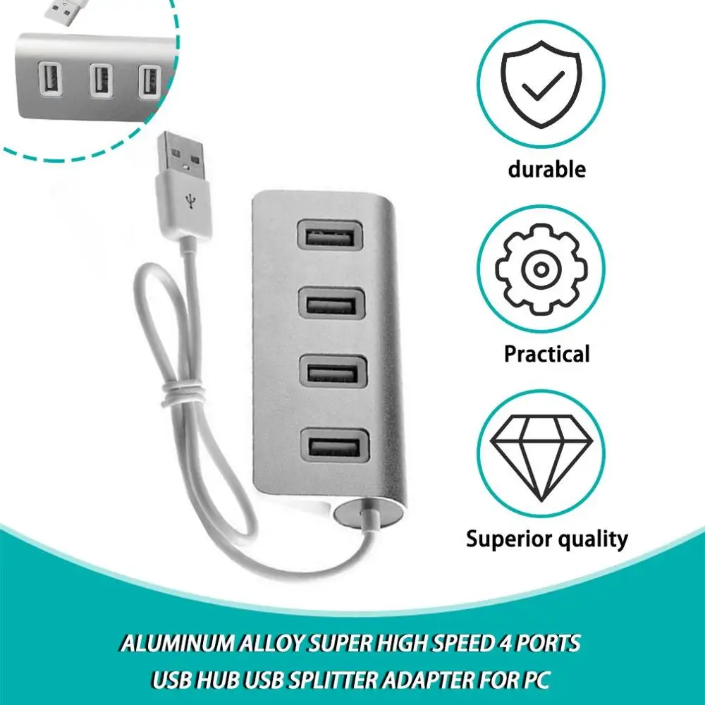 Портативный размер алюминиевый сплав супер высокая скорость 4 порта usb хаб USB