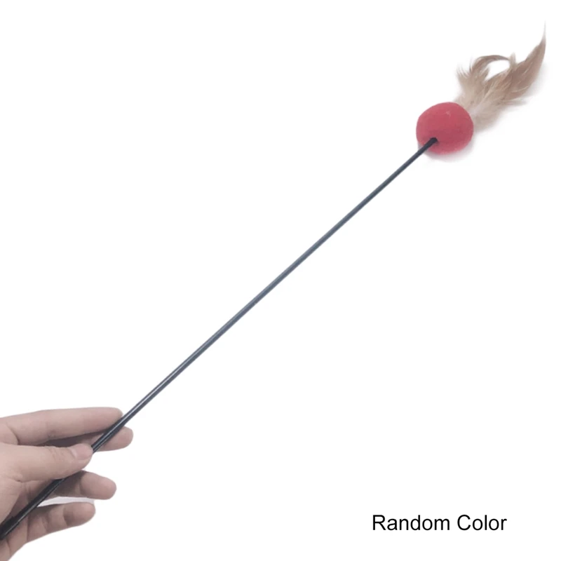 

Cat Toy Feather Cat Teaser Wand Cat Interactive Toy Funny Pom Pom Ball Feather Rod Teaser Wand Pet Cat Supplies Cat Accessories