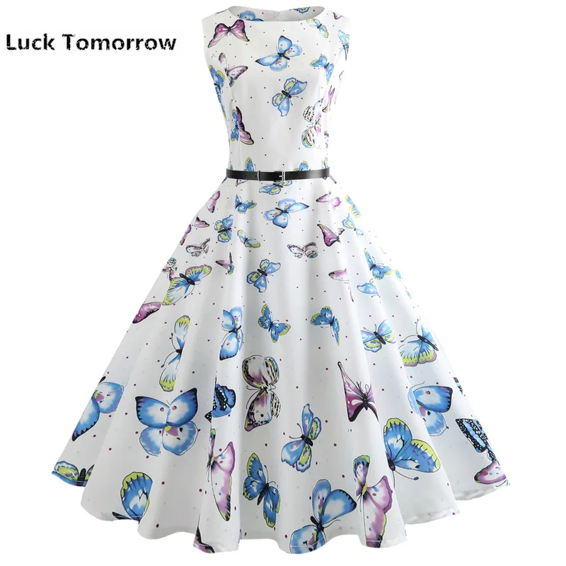 Женское винтажное платье миди с принтом ананасов белое пышной юбкой в стиле