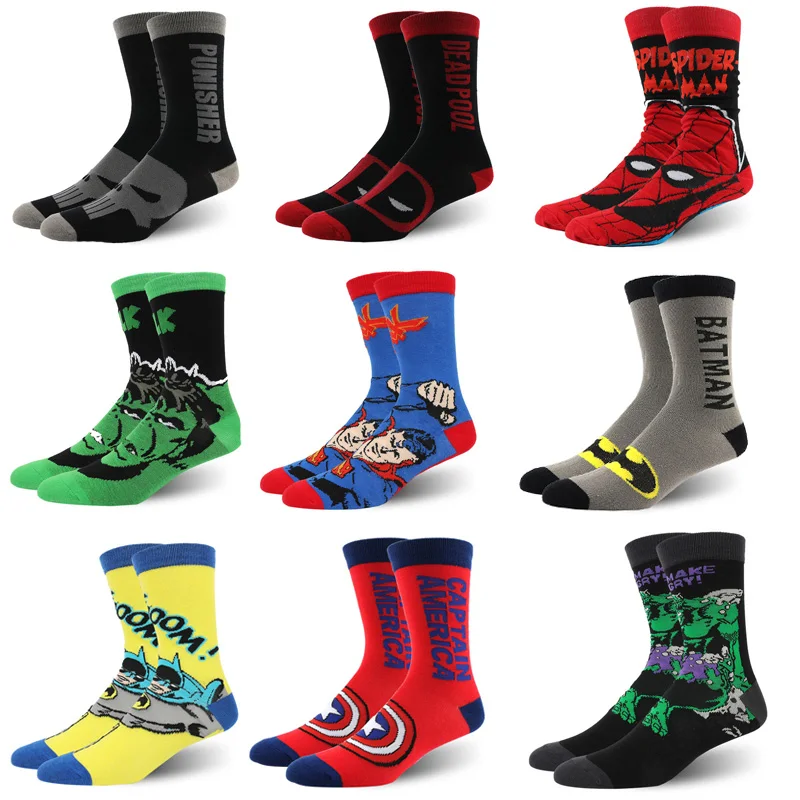 Мужские носки с героями комиксов Marvel Мстители Капитан Америка мультфильмов