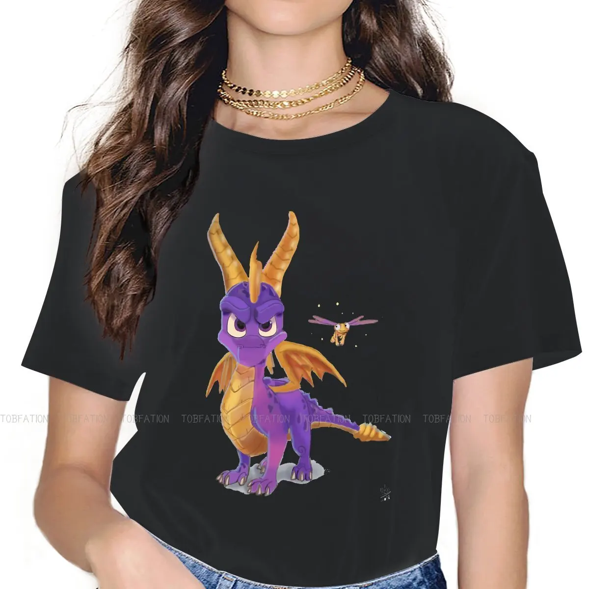 

Женские рубашки с изображением дракона, винтажная женская одежда большого размера с изображением Спайро-игры дракона, повседневные женски...