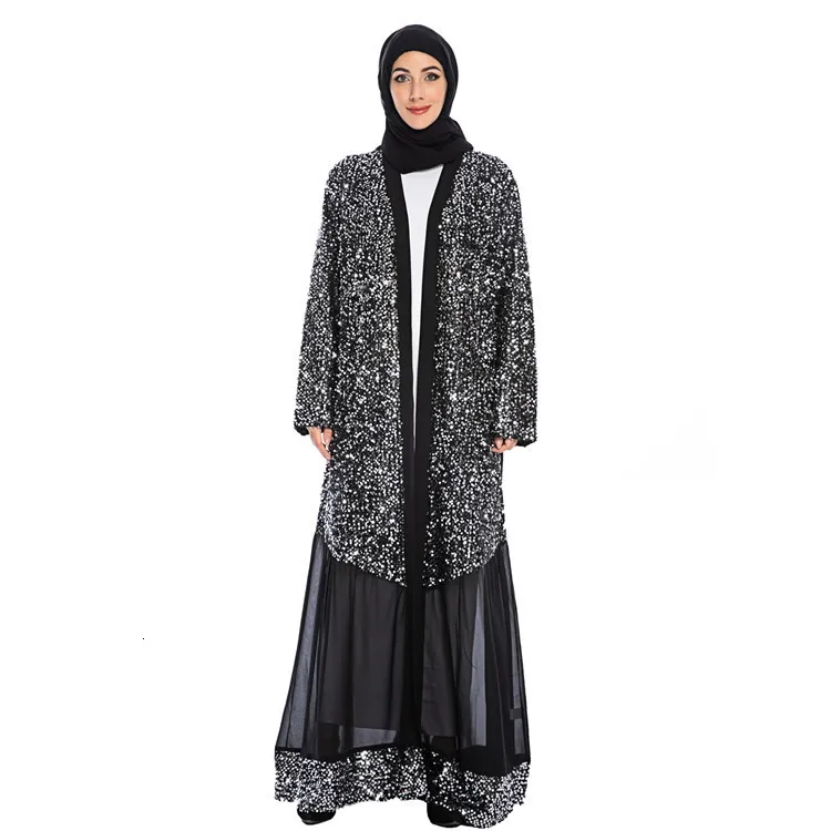 

Роскошная мусульманская абайя с блестками, макси-платье, кардиган, туника, кимоно, длинное платье, наряды, Ближний Восток, ИД Рамадан, Арабск...