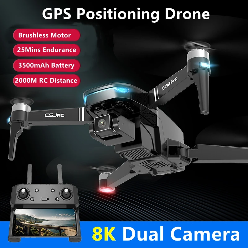 

GPS Смарт Follow Радиоуправляемый Дрон с бесщеточным двигателем 8K ESC двойной Камера 5G WI-FI FPV 2000 м Диапазон 3500 мА/ч, Батарея 25 минут выносливость кв...