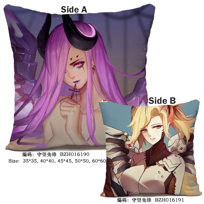 45X45 см аниме игра Overwatch наволочка OW dva Mercy Mei Hanzo Genji Reaper Dakimakura Чехол 3D двухсторонний принт наволочка