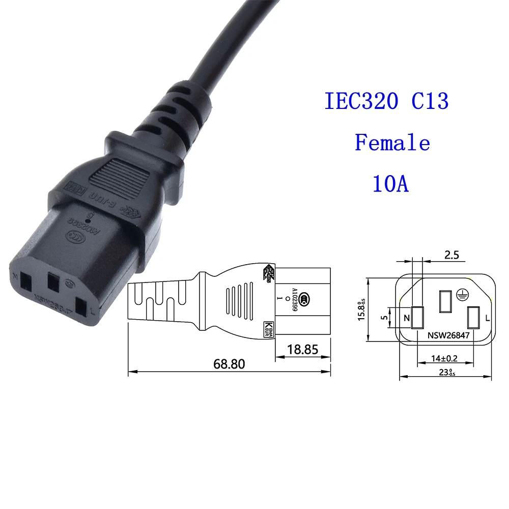 Кабель питания распределительного IEC C20 C13 UPS PDU от 10 А до 16 Удлинительный кабель 3G1.5