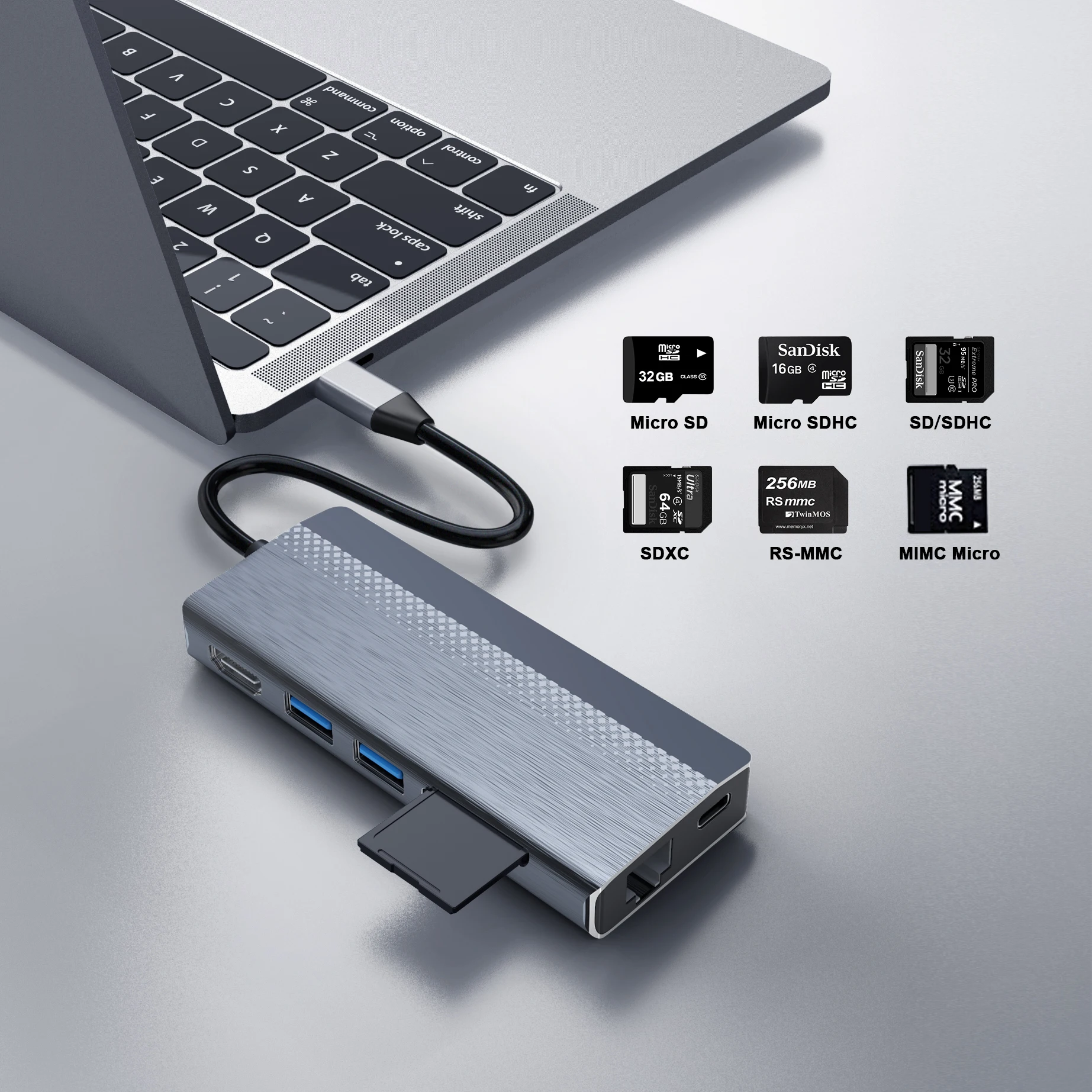 Usb хаб 7 в 1 для мульти USB 3 0 4K HDMI 1000M C PD Rj45 адаптер разветвитель SD/TF кардридер type