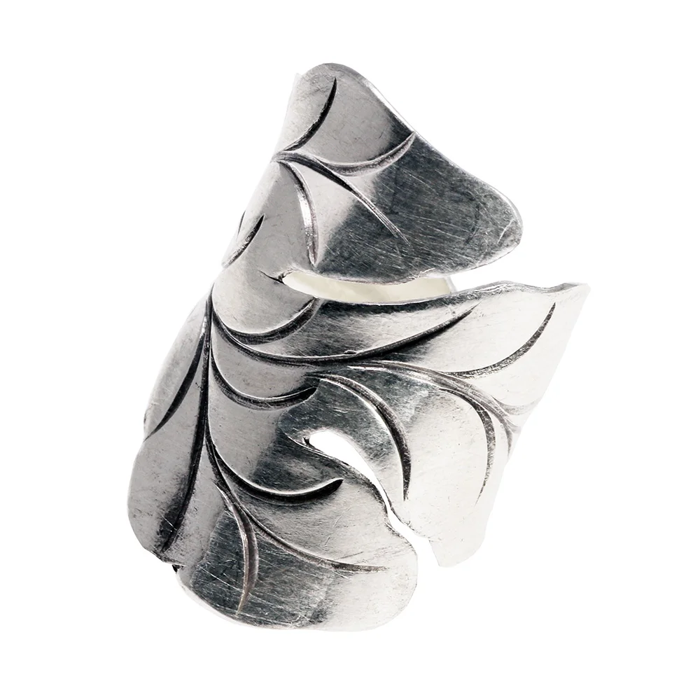 Женское кольцо ручной работы из чистого серебра 999 пробы с полыми цветами в форме
