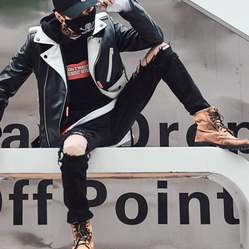 Liketkit новинка черные рваные джинсы мужские 2019 обтягивающие облегающие хип хоп