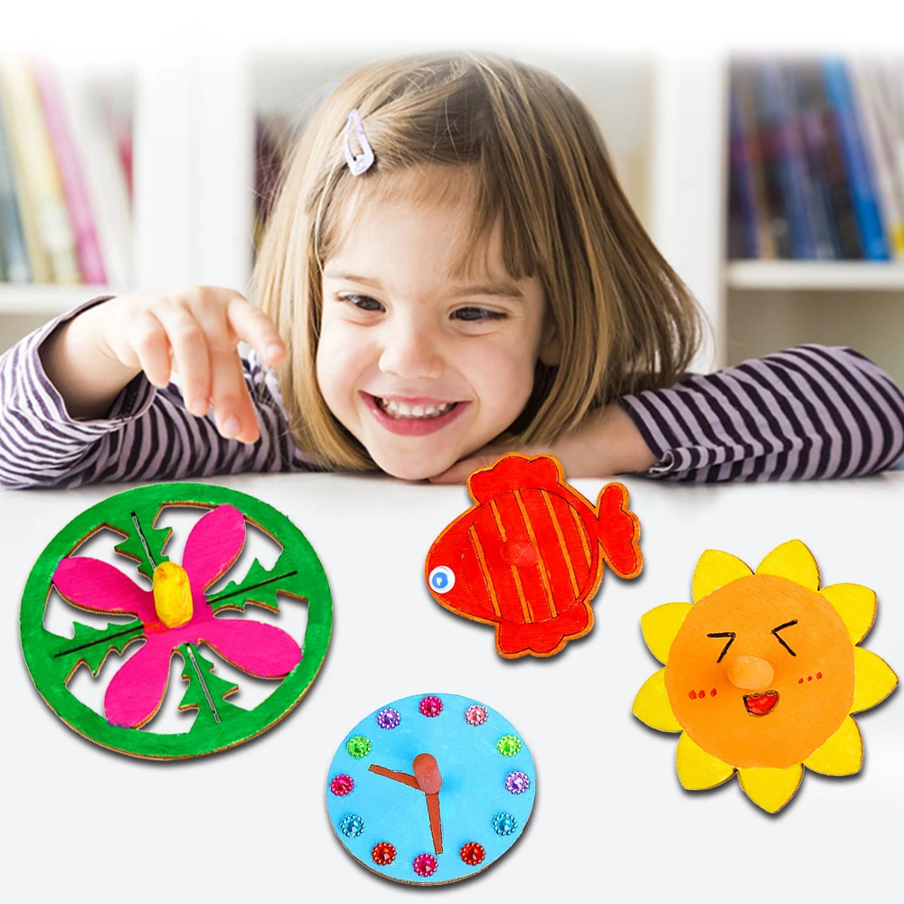 

20/24Pcs Children's DIY Painting Coloring Gyro Toys Wooden Spinning Tops DIY Wood Spin Tops for Party Favors Educational Toys