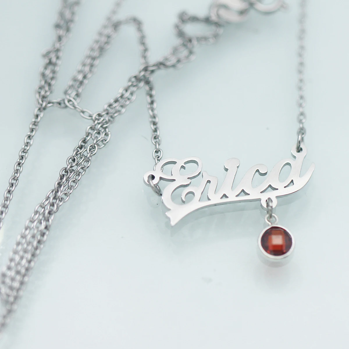 316 Stainless Steel Jewelry Custom Woman Gift Girls Glass Birthstone English Name Pendant Necklace | Украшения и аксессуары