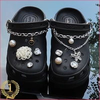 trend metal chains croc charms designer rhinestone flower shoe decoration charm for croc jibs clogs kids women girls gifts