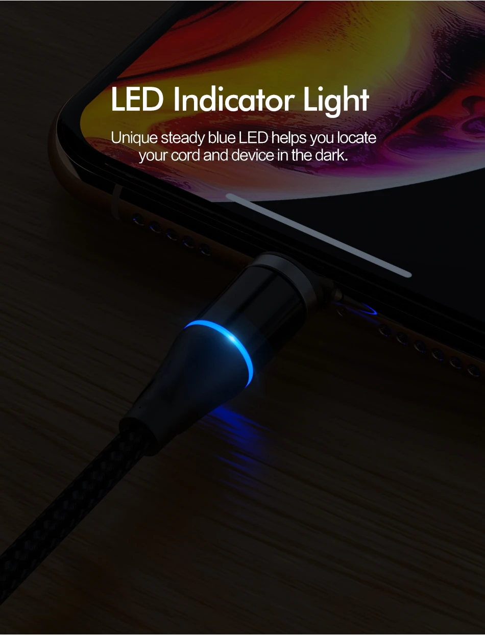 ROCK 5A Магнитный кабель Micro Usb type C супер быстрая зарядка телефона Usb C светодиодный светильник для iPhone Xiaomi huawei Android Phone 1 м 2 м