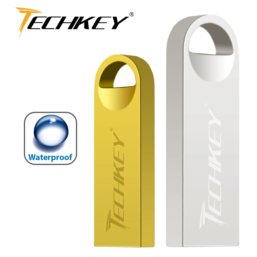 Usb фэш-накопитель TECHKEY водонепроницаемый флеш-накопитель 64 ГБ 32 16 8 4 серебристая