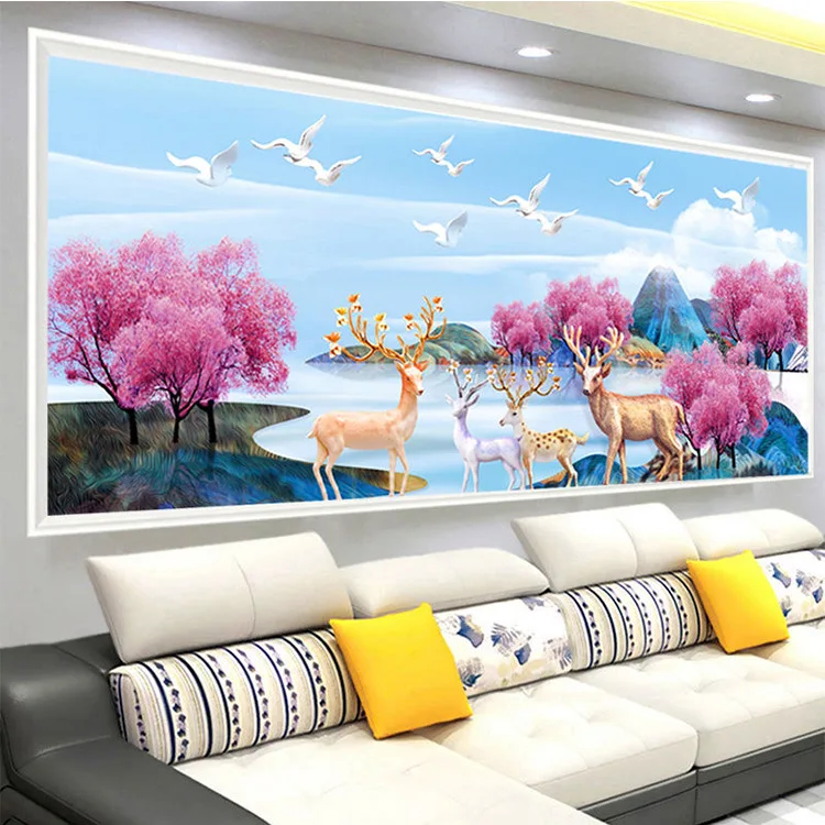 

Drawing full Diamond Cross Stitch living room simple modern point sticking diamond bedroom rich deer embroidery
