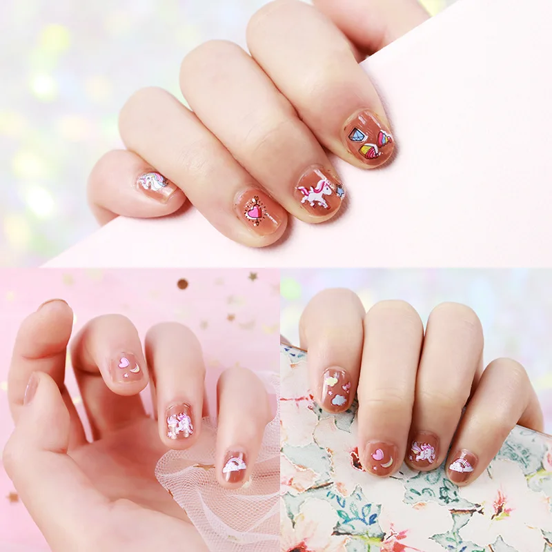 Милый Водонепроницаемый Unicorn лак для ногтей наклейки пуля журнал Kawaii сердце с