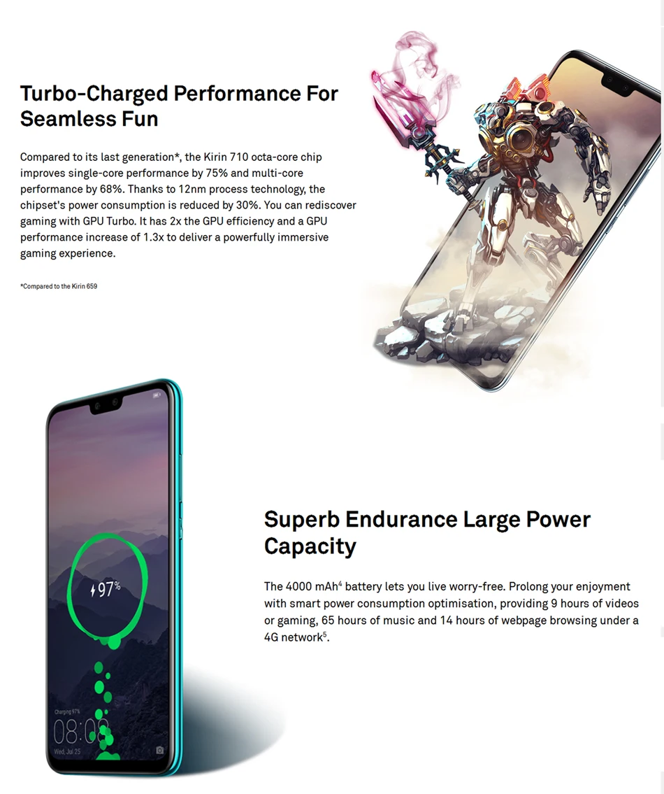 Смартфон huawei Y9 Enjoy 9 plus 6,5 ''Kirin 710 Octa Core 6G ram 128G rom 4000mAh 4 камеры Android 8,1