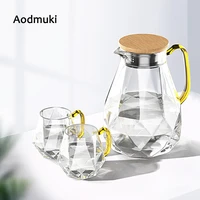 1 5l large capacity kettle set with 2 glass cups glass transparent cold kettle household teapot set water cup drinking mugs