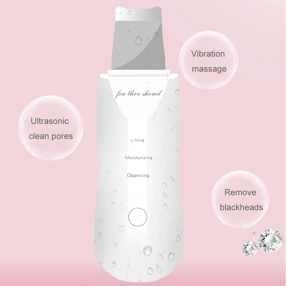 

Ultrasonic Facial Skin Scrubber Cleaner Ion Acne Blackhead Remover Peeling Shovel Dormitory Portable Cleaner Beauty Equipment