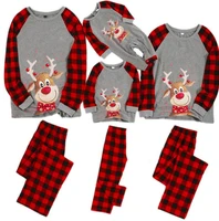 new year cartoon family christmas pajamas set o neck print sleepwear outfits two piece suit