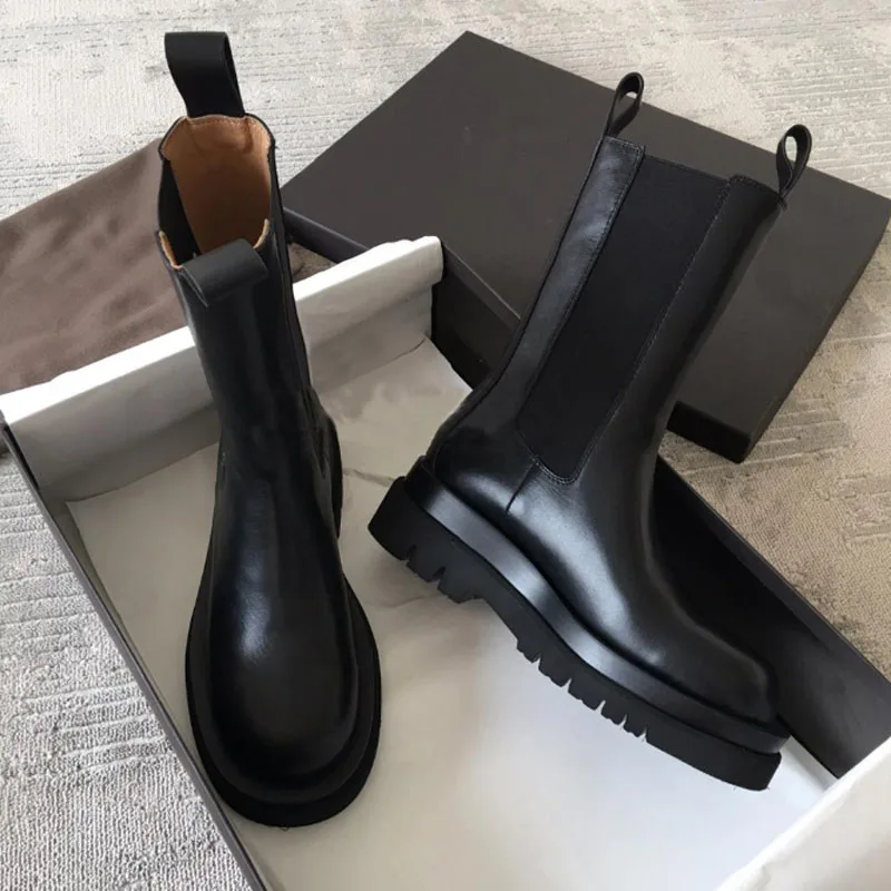 

New Winter Boots Ladies Black Boots Chelsea Boots Women Slip on Bota Feminina Platfrom Botas Mujer Short Boots Gladiator Boots