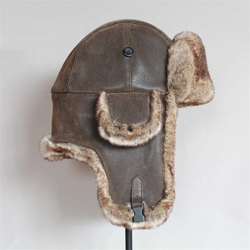 B-8480 Adult Winter Warm Man Lady Winter Cap Ear Bomber Hats Warm Russia Ushanka Bomber Hat