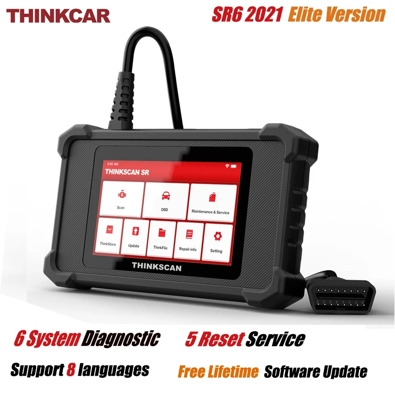 ThinkScan SR6 OBD2 сканер ABS SRS BCM система передачи TPMS считыватель кодов вся бесплатное