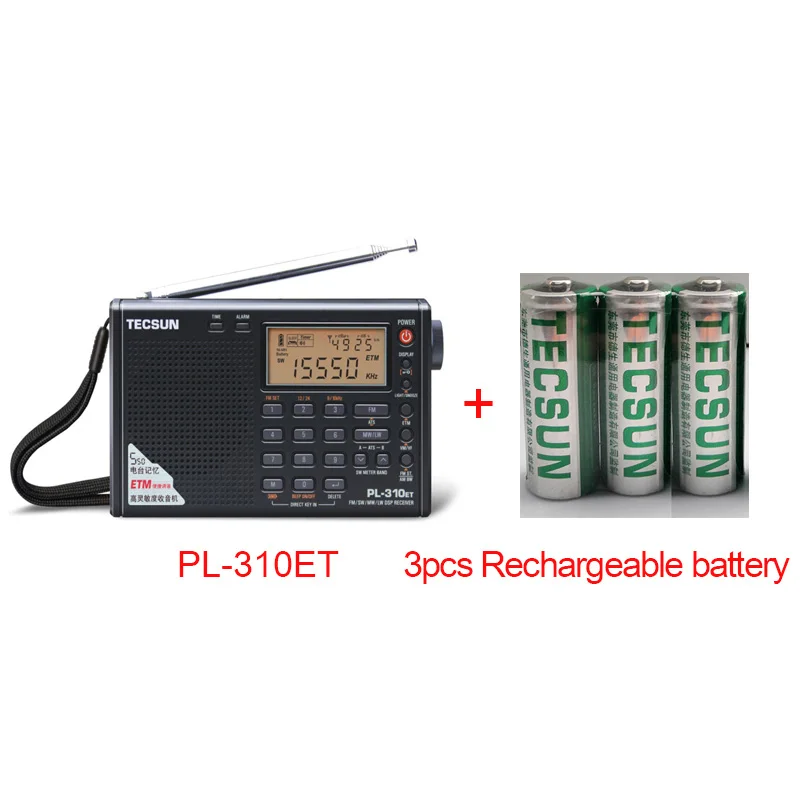 Black and battery TECSUN PL-310ET цифровое радио PL310ET FM AM MW SW LW DSP радио приемник мировой диапазон радио Цифровая Демодуляция стерео радио - Цвет: Black and battery