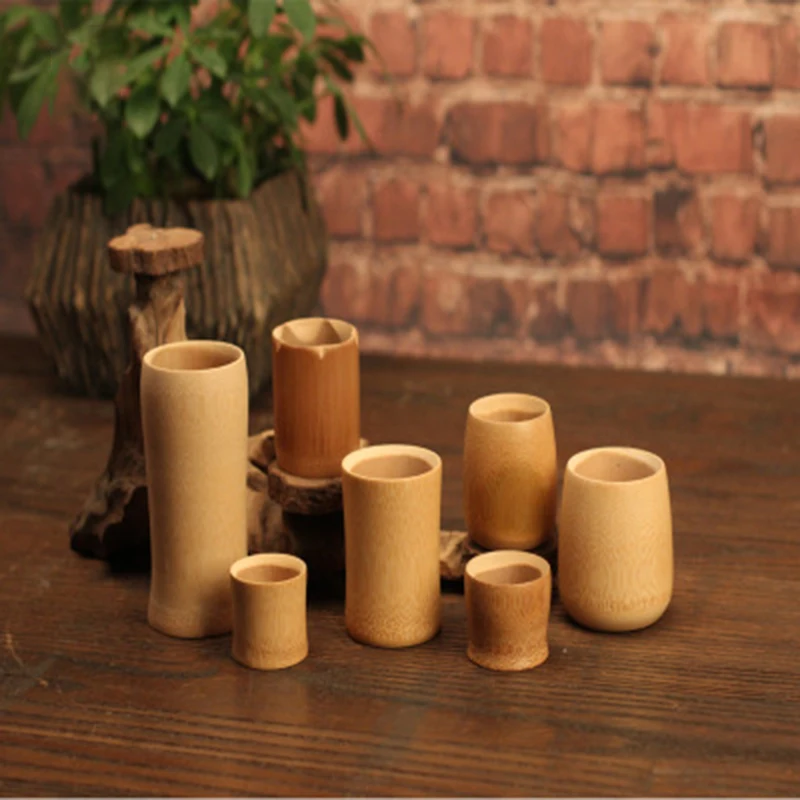 1pc Bamboo Cup Carved Natural Water Tea Beer Coffee Juice Drinking Mug Lightweight Water Cup Green Pure Handmade Lightweight