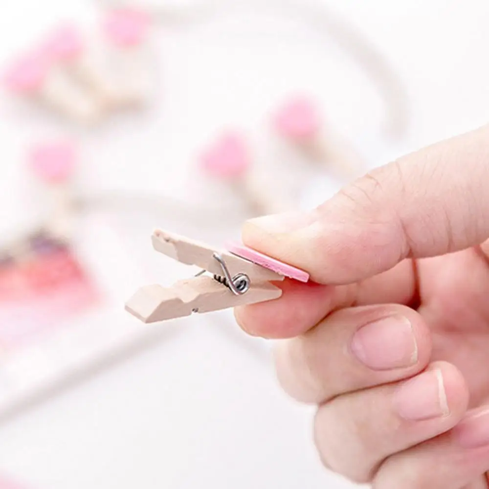 

10pcs/Pack Mini Heart Love Wooden Clothes Photo Paper Craft Pin Wedding Clips Peg Clothespin Decoration Postcard M9X4