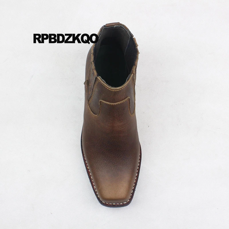 Квадратный носок в ковбойском стиле Челси короткая Коричневый Goodyear фальцовые