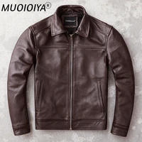 2022 new autumn leather jacket men cow leather coat slim casaul mens clothing vintage motorcycle coats bomber jacket men