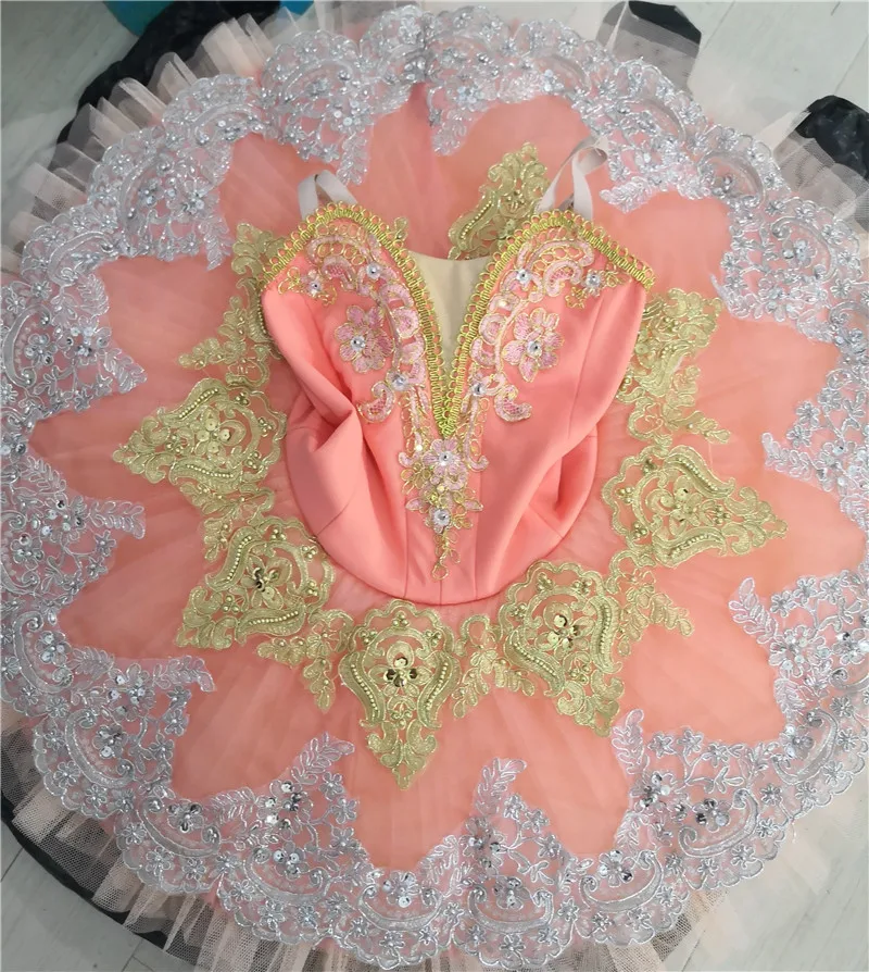 Профессиональная высококачественная оранжевая балетная пачка для