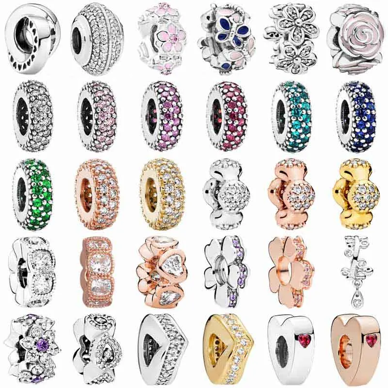 

pandora Dazzling Daisy Logo & Heart Bands Butterfly Arrangement Spacer Charm 925 Sterling Silver Beads Fit Bracelet DIY Jewelry