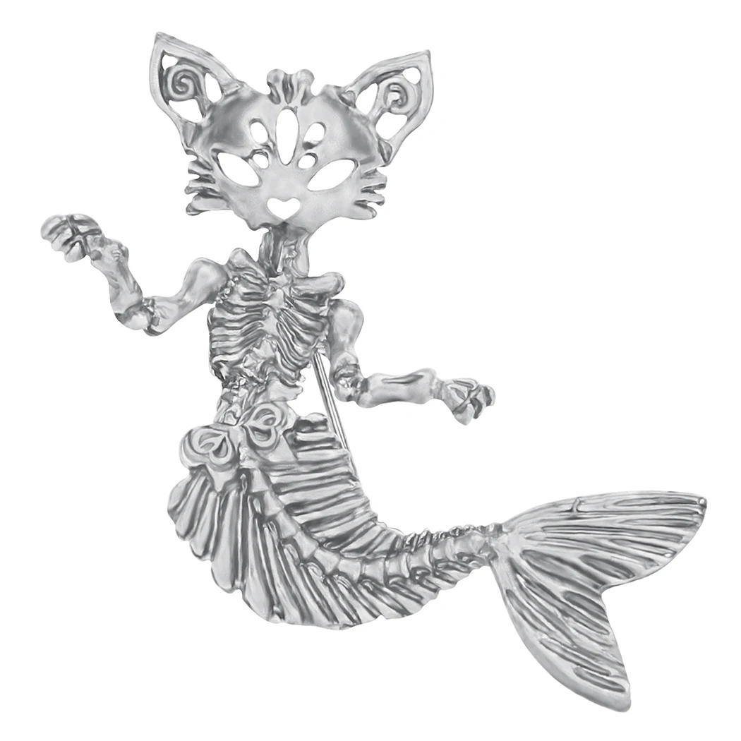 

Bonsny Alloy Plated Antique Cat Fish Skeleton Brooches Animal Pin Scarf Jewelry For Women Girl Teens New 2019 Accessories Gifts